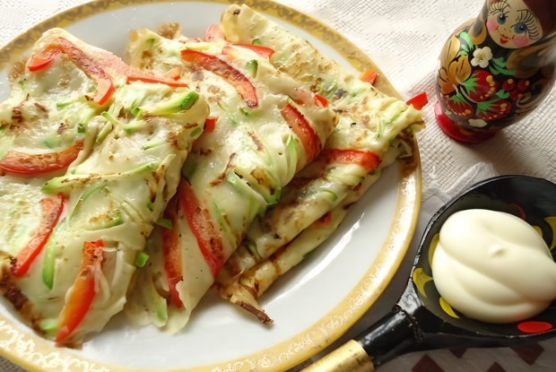 Блины с кабачками и болгарским перцем