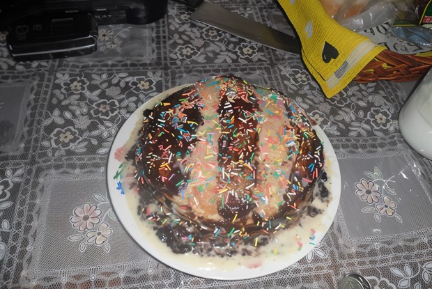 Блинный торт с шоколадной помадкой