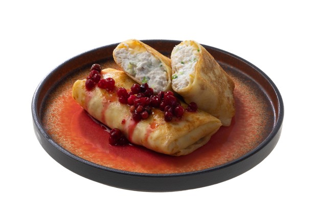 Блины с фетой и зеленым луком