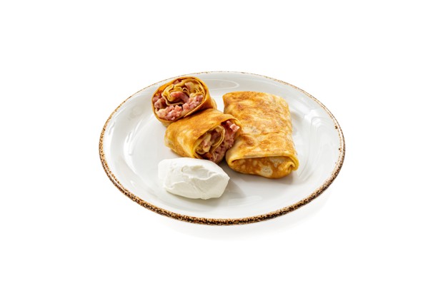 Блины с сыром и ветчиной