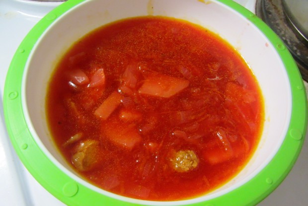 Борщ домашний с чесноком