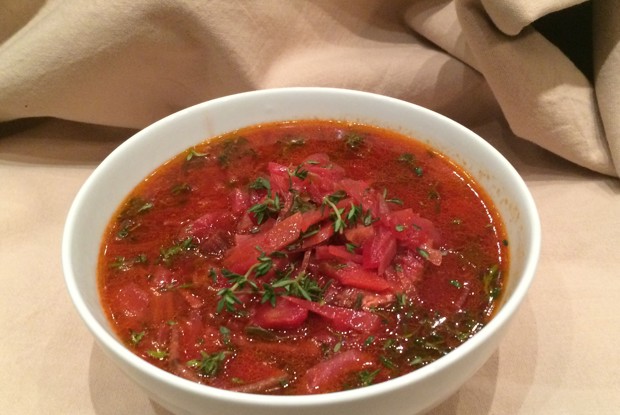 Борщ с уткой и грибами