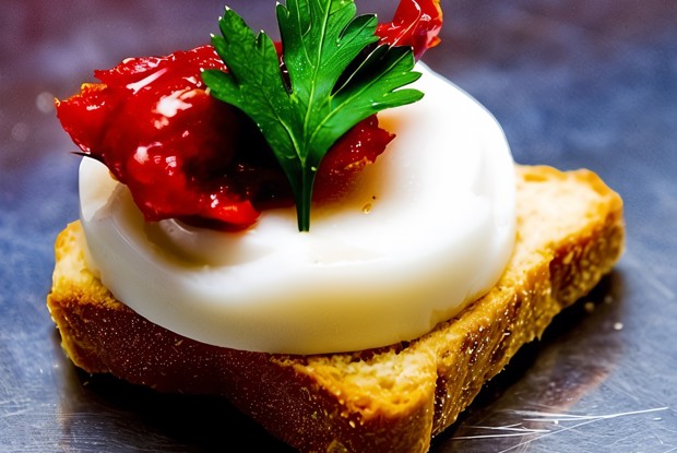 Бутерброды с козьим сыром и печеным сладким перцем