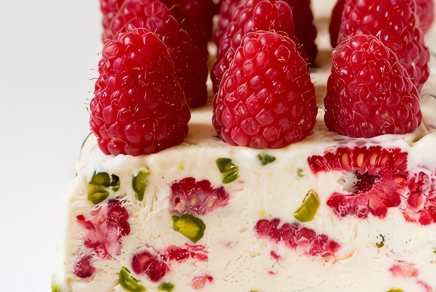 Cемифреддо с малиной и фисташками