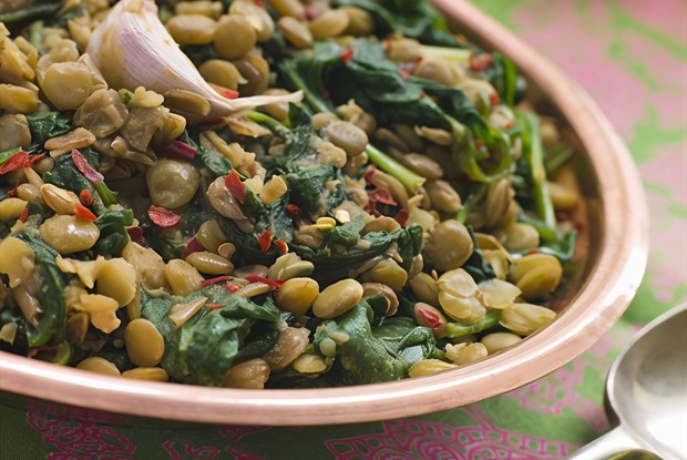 Чечевица со шпинатом