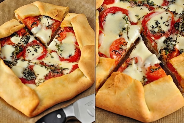 Деревенская галета с помидорами, моцареллой и тимьяном