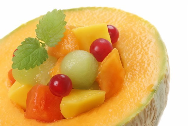 Десерт из дыни с кокосовой стружкой