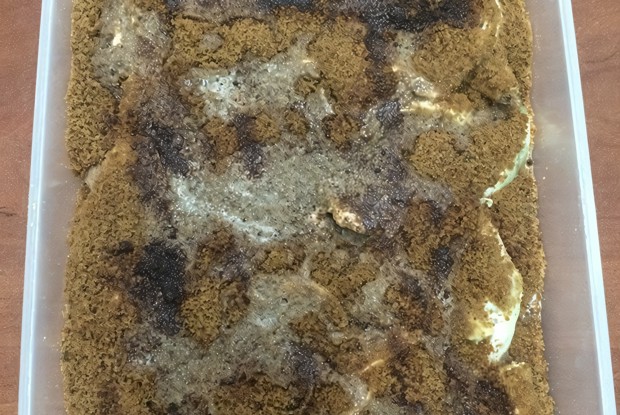 Десерт из готовых бисквитных коржей с бананами и апельсинами