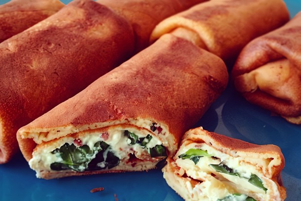 Диетические блины с фетой и шпинатом