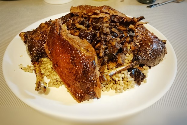 Дикий гусь с яблоками и черносливом