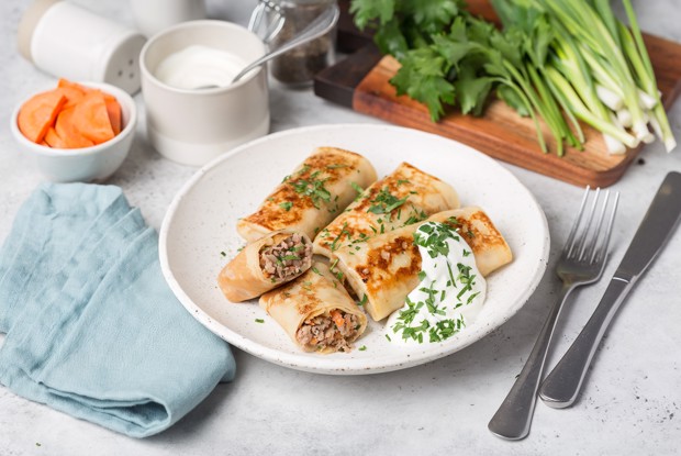 Домашние блины с мясом