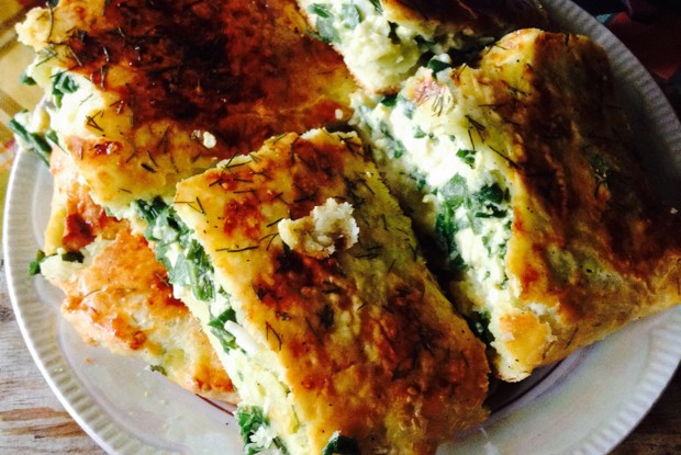 Дрожжевой пирог с луком  и яйцом