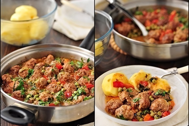 Фрикадельки с овощным рагу