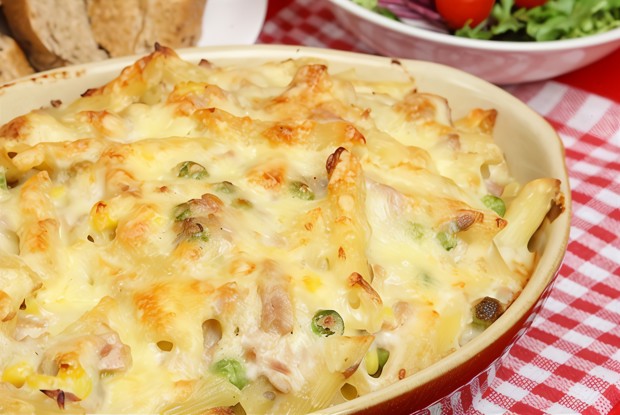 Гратен из ригатони с обжаренными овощами