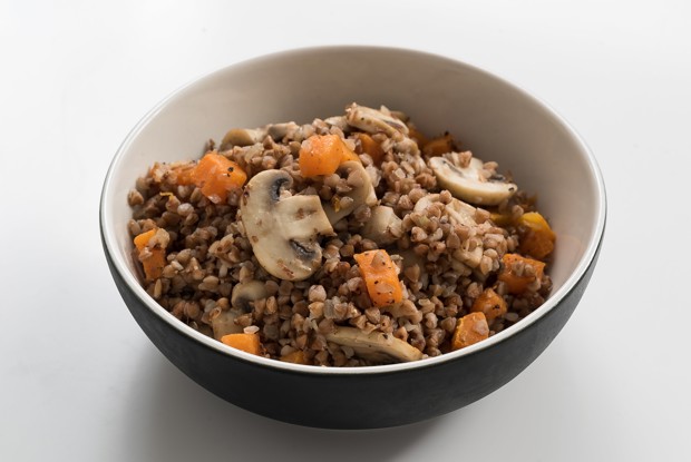 Гречка с грибами и запеченной тыквой
