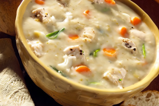 Грибной суп с курицей и сливками