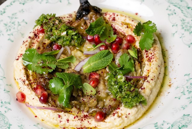 Хумус с запеченным баклажаном