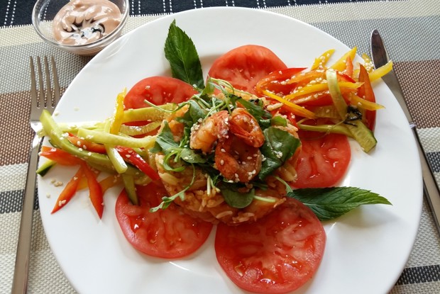 Имбирный «плов» с креветками