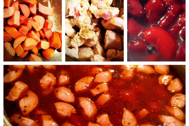 Итальянский красный суп с сосисками и фасолью