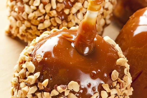 Яблоки в карамели и орехах