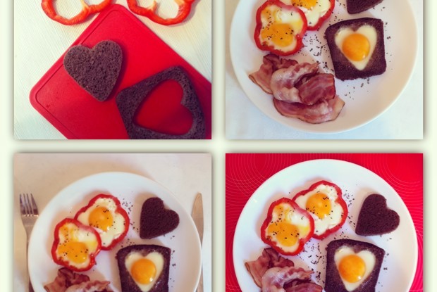 Яичница в хлебе и сладком перце