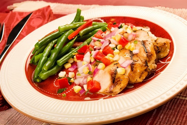 Эскалопы из индейки на гриле с легким кукурузным салатом