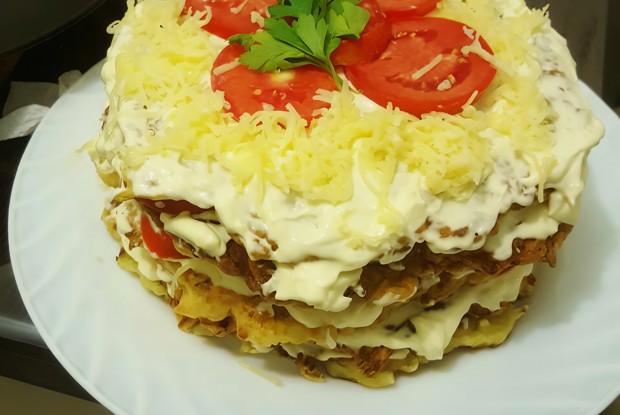 Кабачковый торт с помидорами