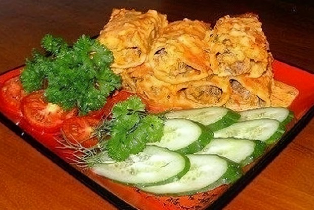 Каннеллони фаршированные фаршем и овощами