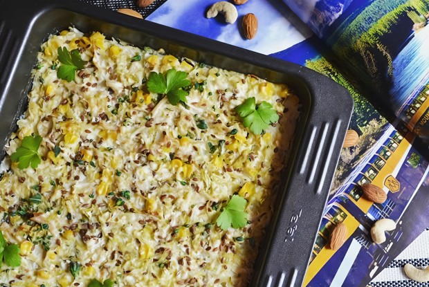 Капустная запеканка с курицей в духовке