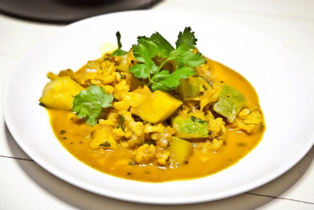 Карри с овощами и горчицей