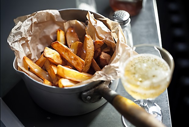 Картофель с соусом дзадзики и морской солью