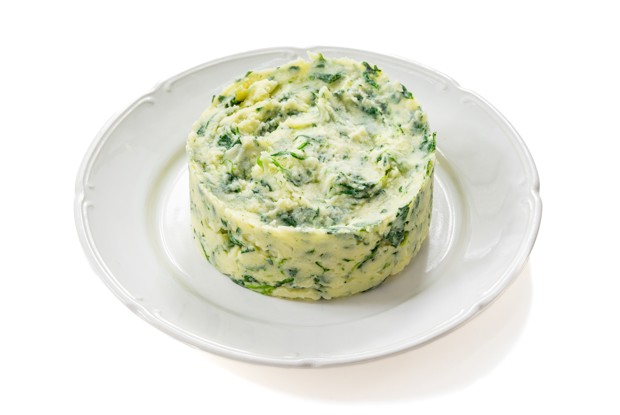 Картофельное пюре с васаби и шпинатом