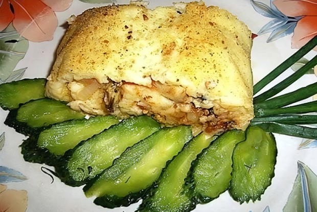 Картофельный рулет с мидиями