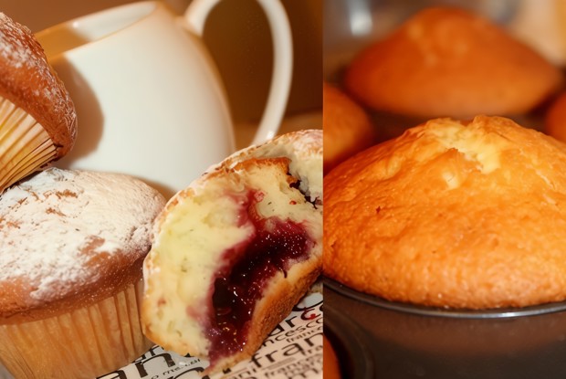 Кексы на йогурте с ягодным джемом