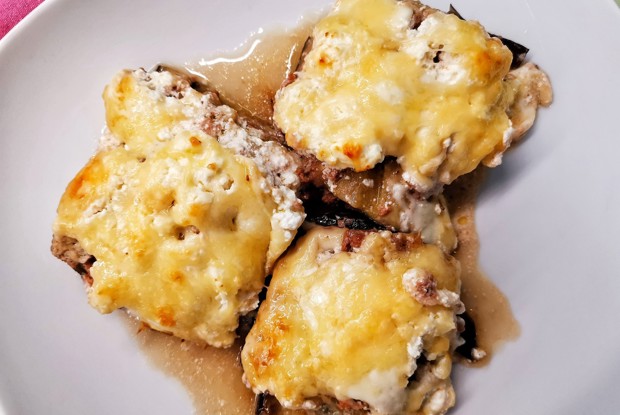 Кето-лазанья со слайсами жареного баклажана