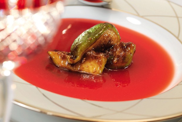 Кисель из клюквы с обжаренным инжиром