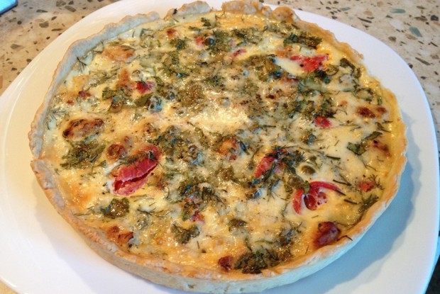 Киш лорен с зеленым горошком