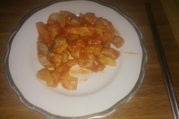 Кисло-сладкая свинина с ананасами