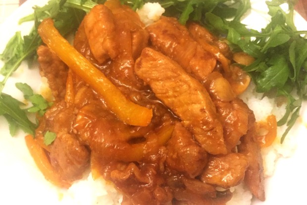 Кисло-сладкая свинина с цукини