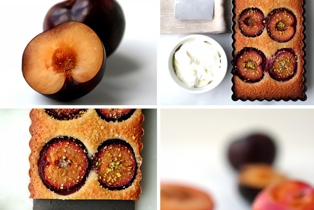 Клафути с шоколадом и сливами