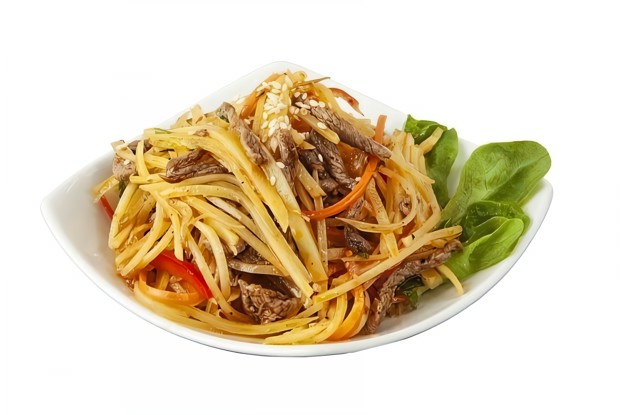 Корейский салат из картофеля с мясом (камди ча)