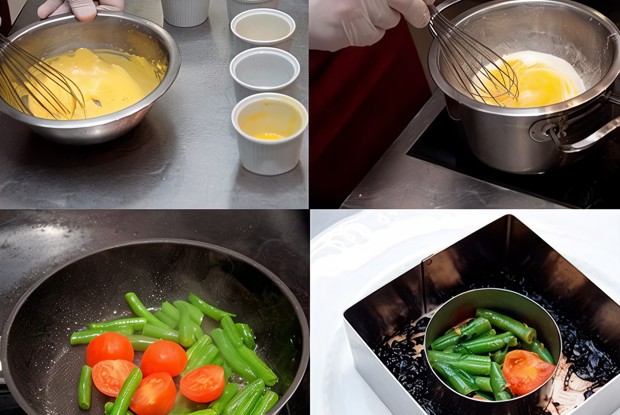 Крылья ската с овощами и луковым конфи