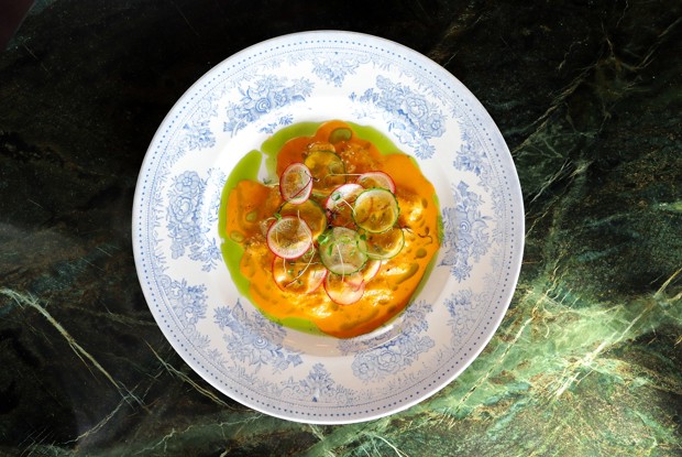 Крудо из сибаса с облепиховым агуачили