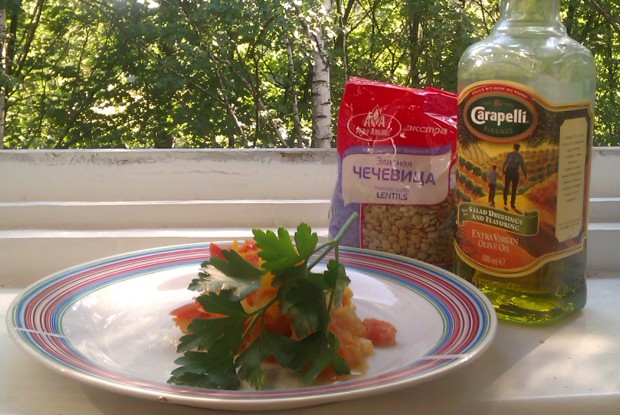 Курица с чечевицей