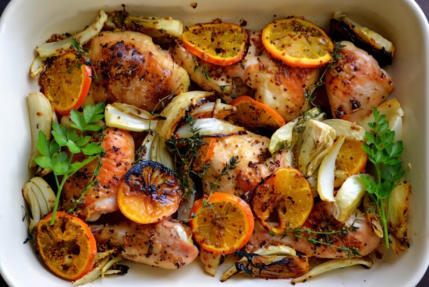 Курица, запеченная с апельсинами (или мандаринами)