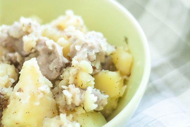 Куриные желудки с картошкой