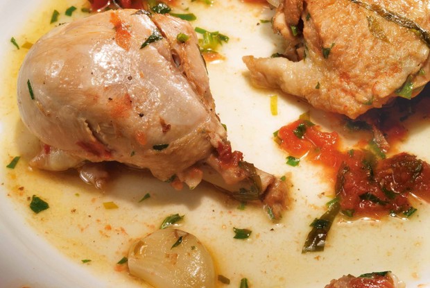 Куриное фрикасе с уксусом и зеленью