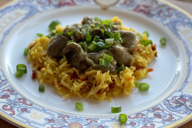 Куриные сердечки карри