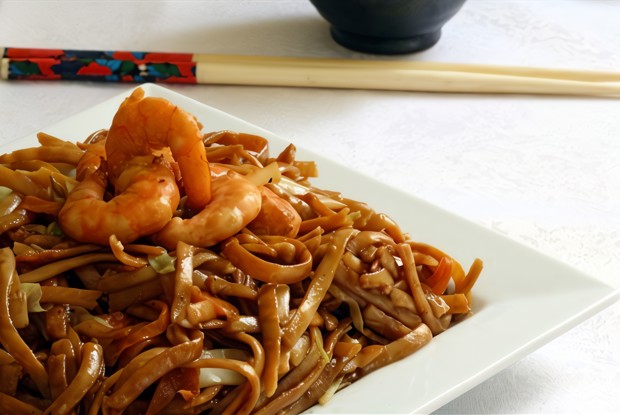 Лапша с креветками