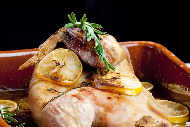 Лимонная курица с лавровым листом и молодым картофелем